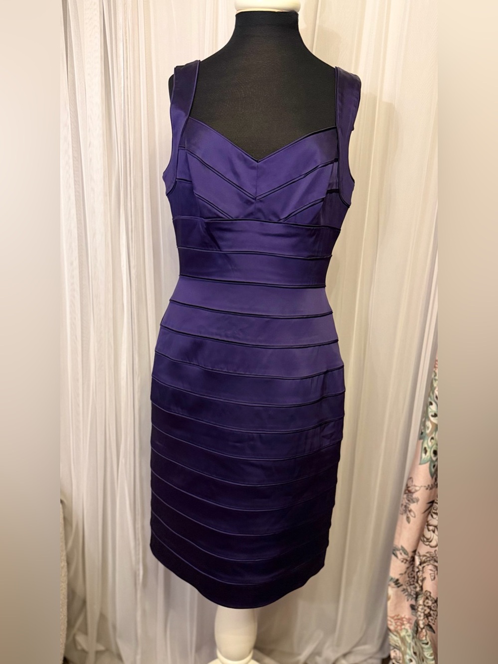 Lauren Ralph Lauren Purple Satin Bandage Sheath Dress Size 10 Cocktail Party